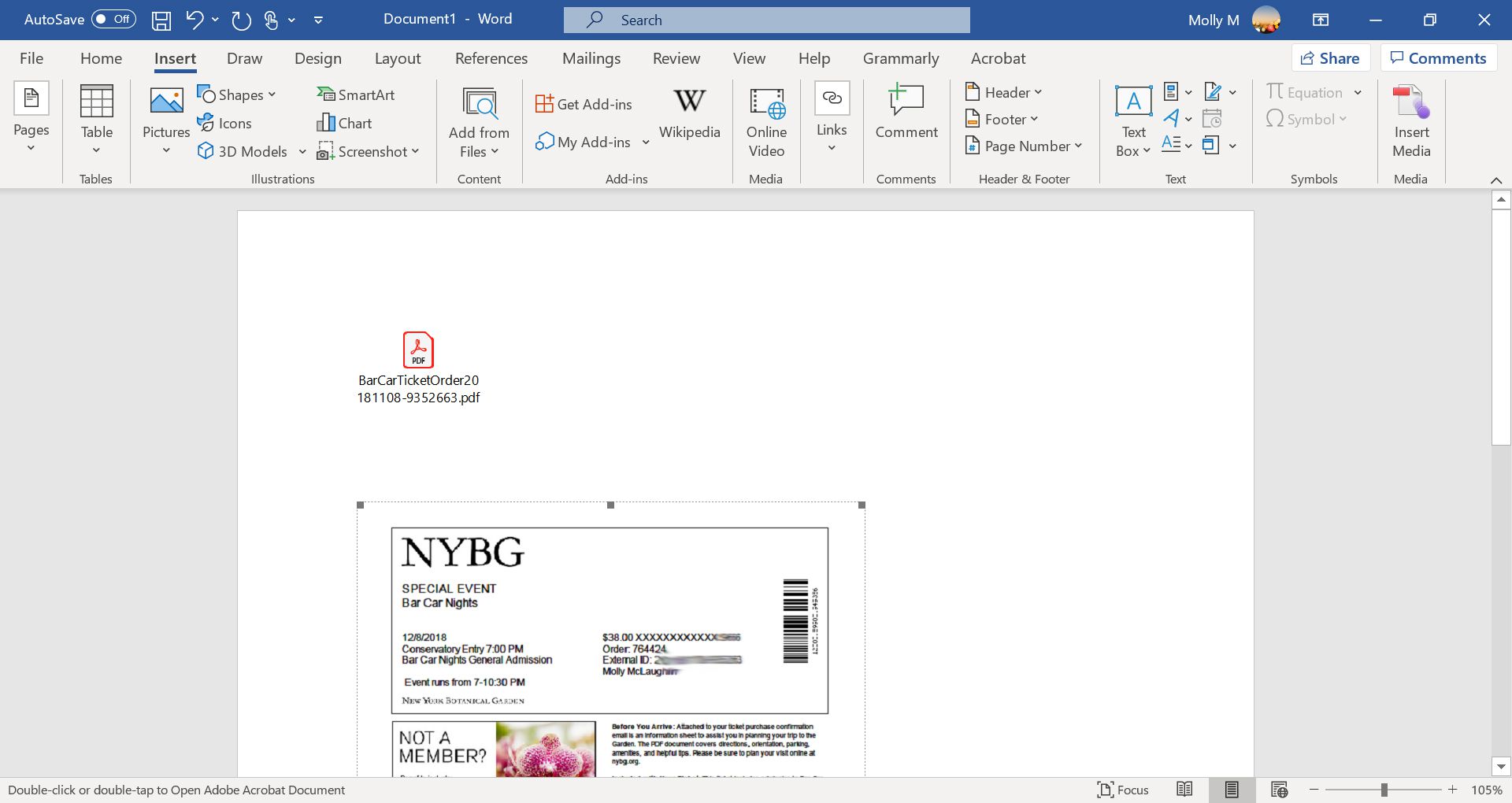 insert pdf file into word for mac